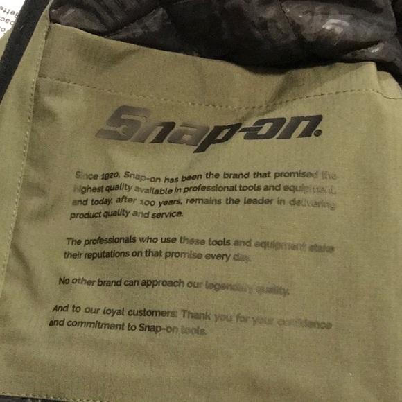 NWOT Men’s SNAP-ON Tools Workwear Jacket - polyester- olive green- Large - Picture 8 of 10